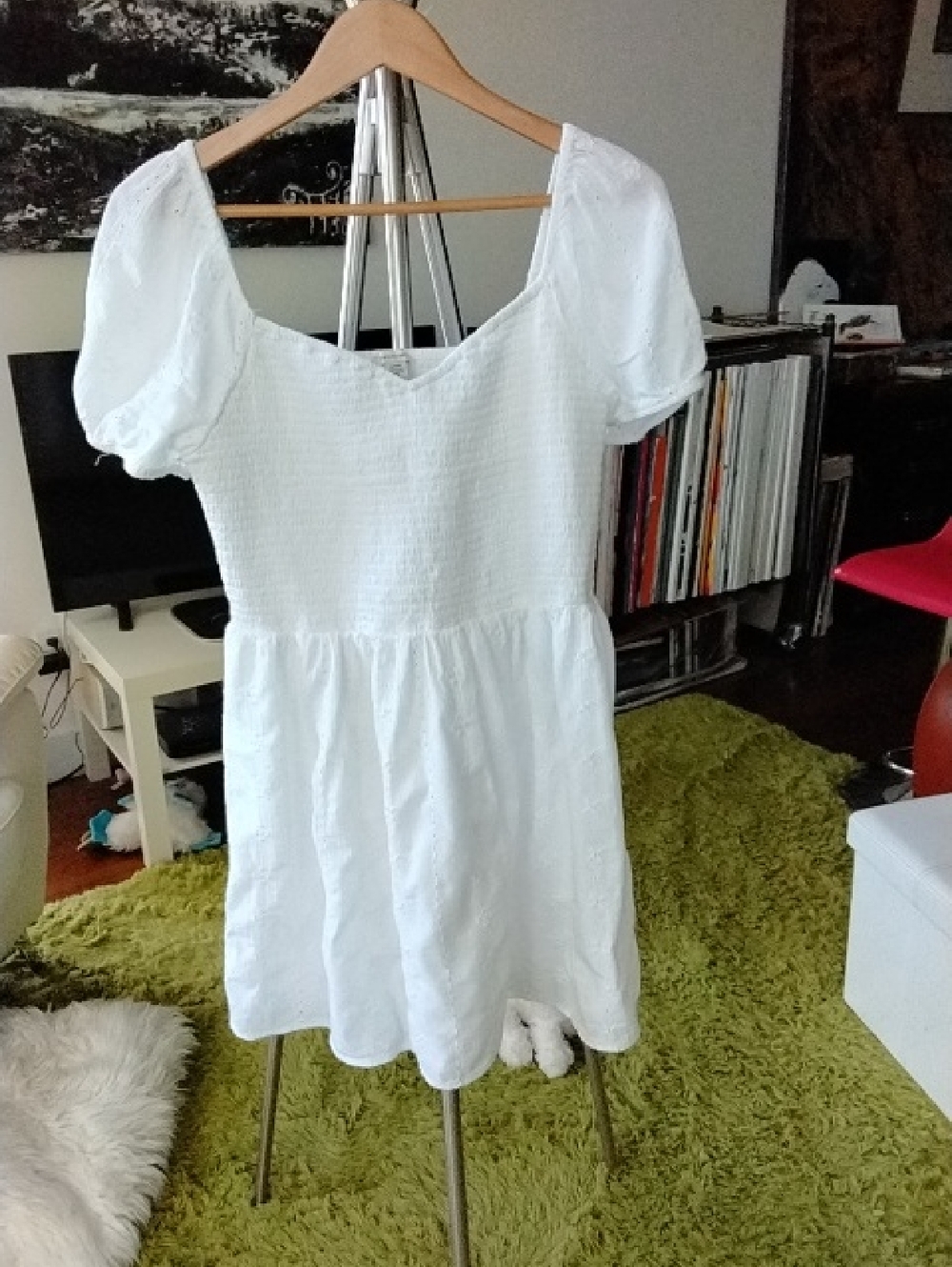 American Eagle Outfitters White Smocked Bandeau Top